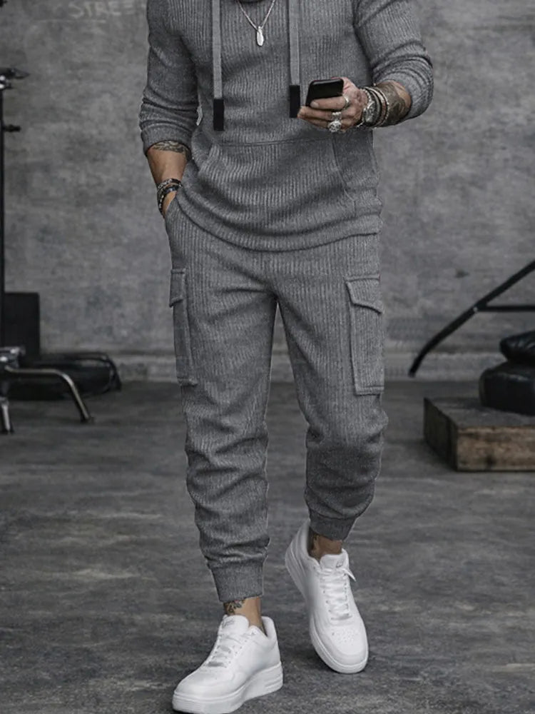 Sporty Cargo Style Knit Matching Set