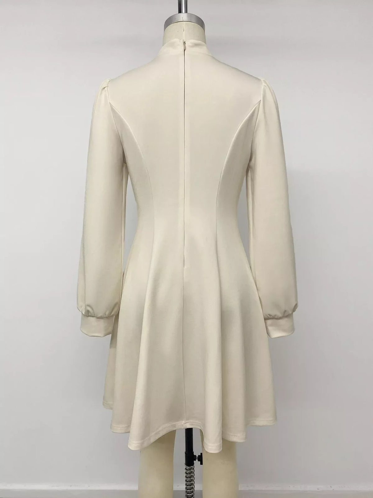 Keyhole Neckline Long Sleeve A-Line Mini Dress