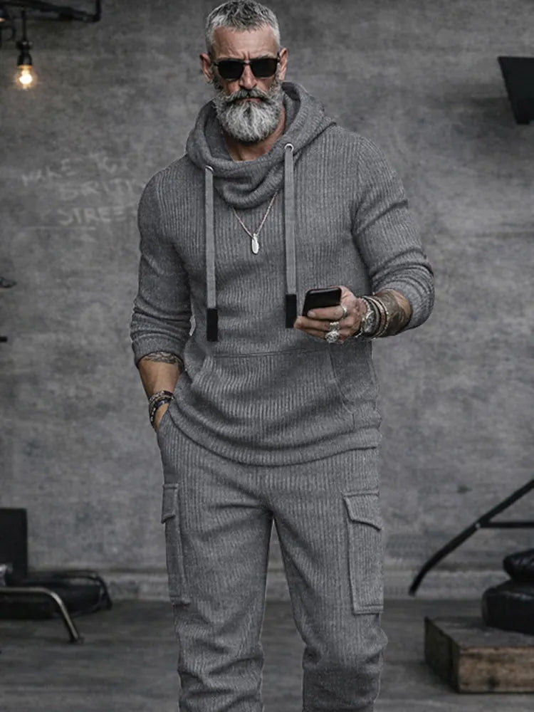 Sporty Cargo Style Knit Matching Set