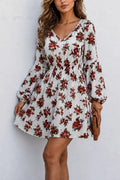 Floral Print Balloon Sleeve Mini Dress