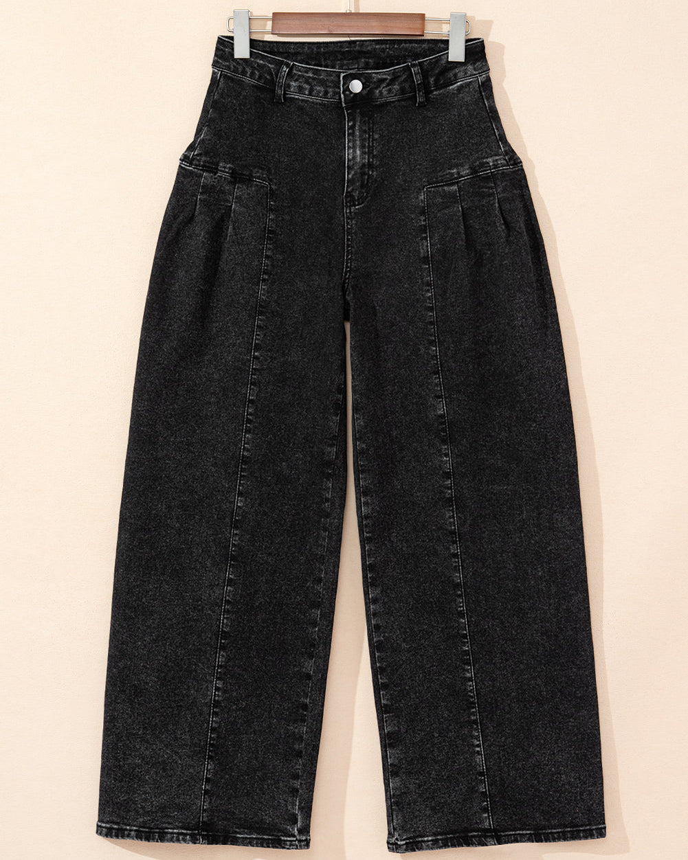 Billie Pleated Wide Leg Mineral Wash Denim Pants