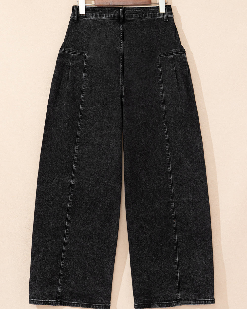 Billie Pleated Wide Leg Mineral Wash Denim Pants