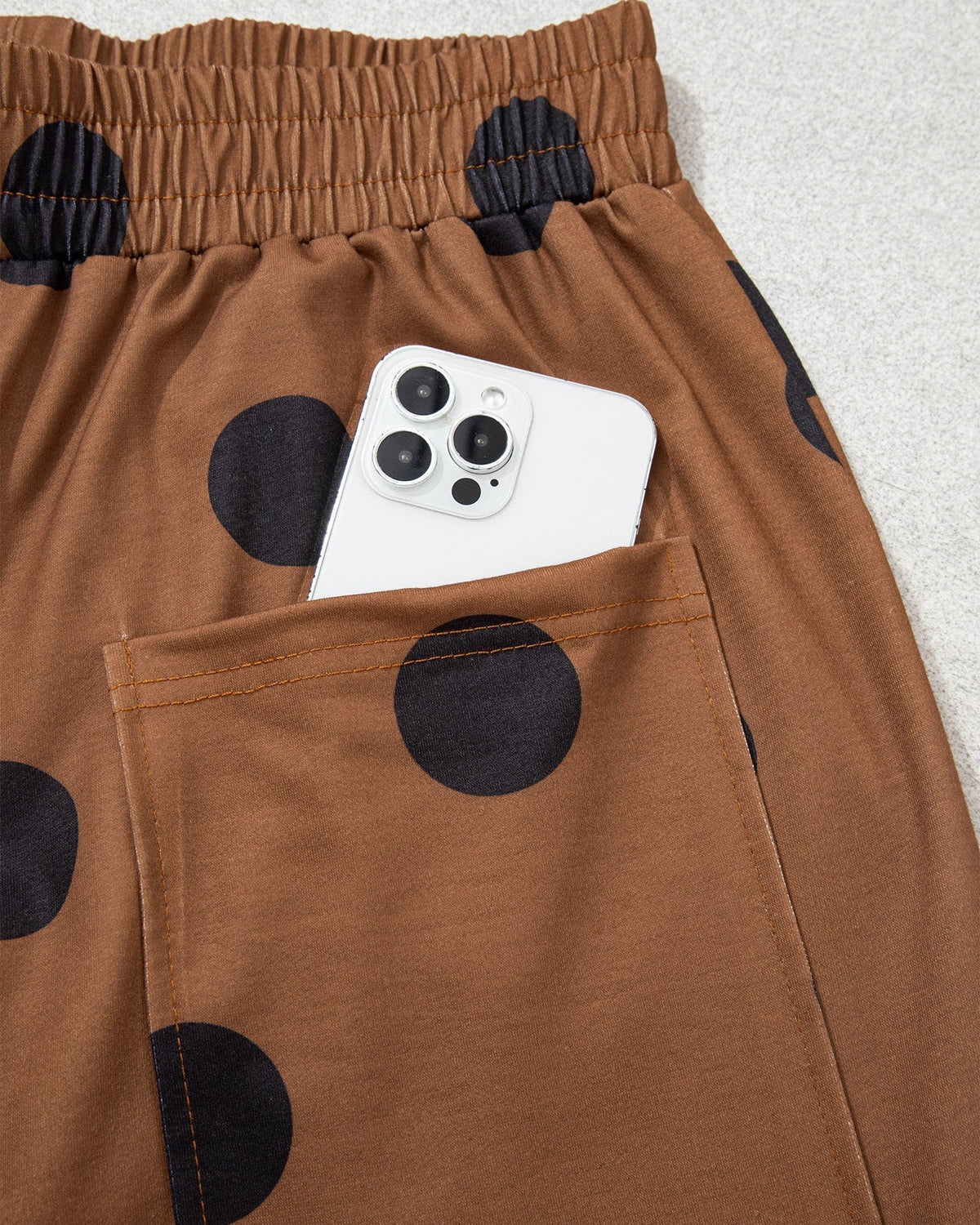 Ivy Polka Dot Wide Leg Elastic Waist Casual Pants