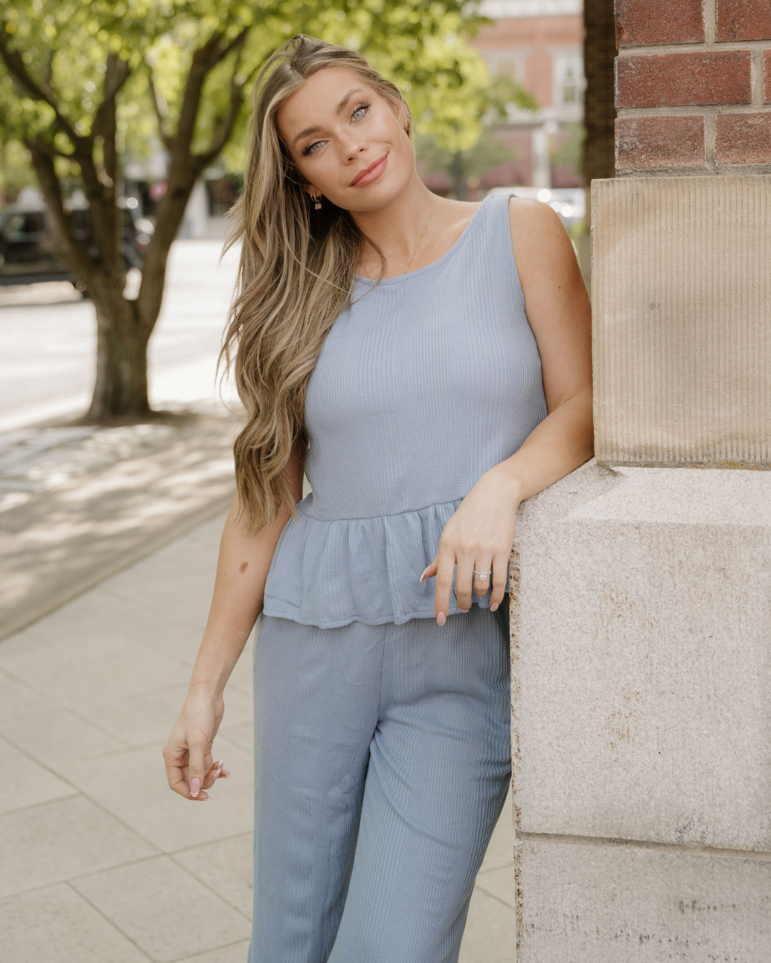 Jordan Ribbed Ruffle Tank Top and Pants Set