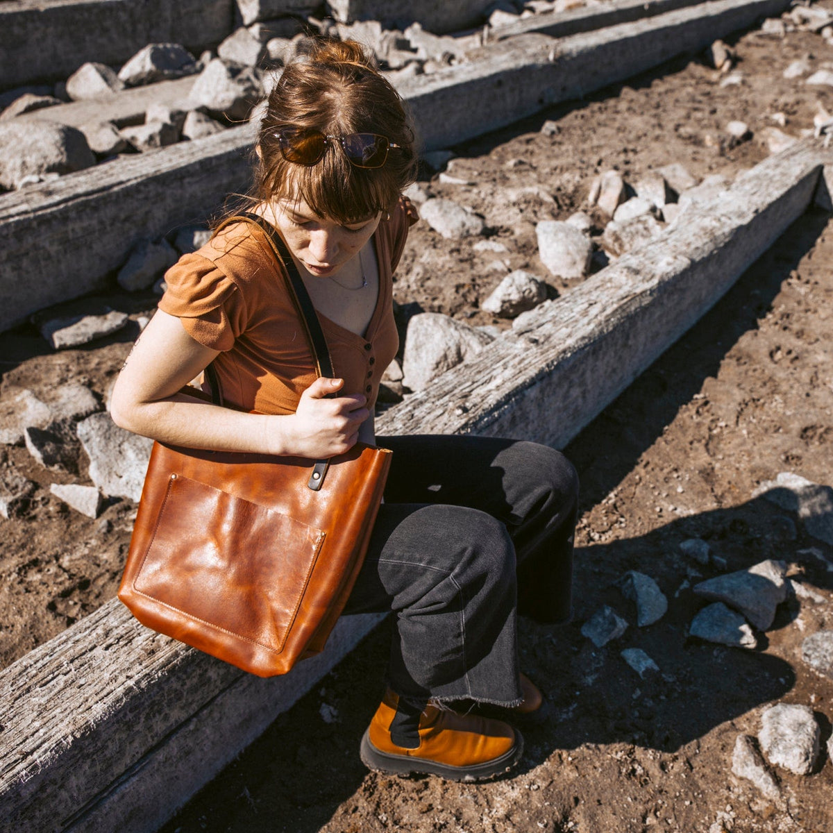 Weekender Leather Tote — view 7