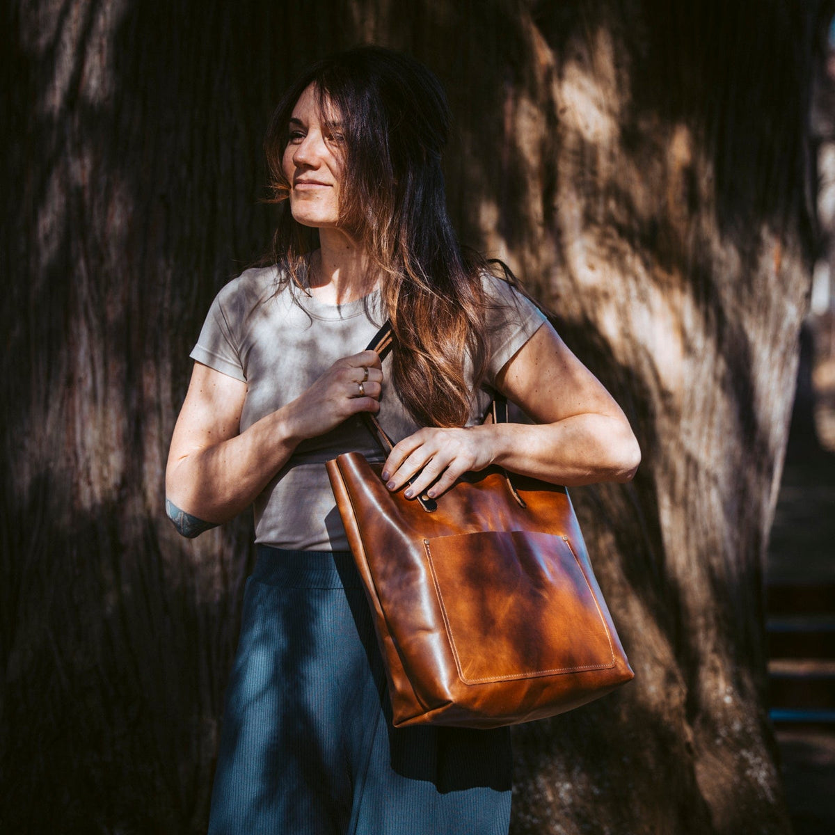 Weekender Leather Tote — view 12