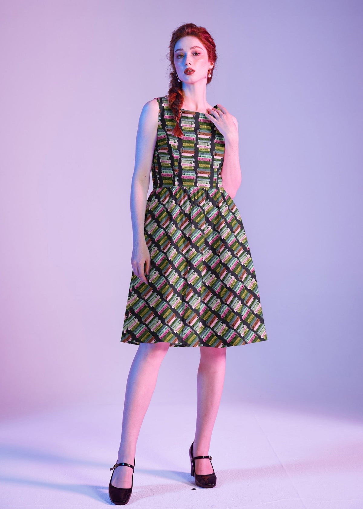 Retrolicious Haunted Book Stacks Vintage Dress