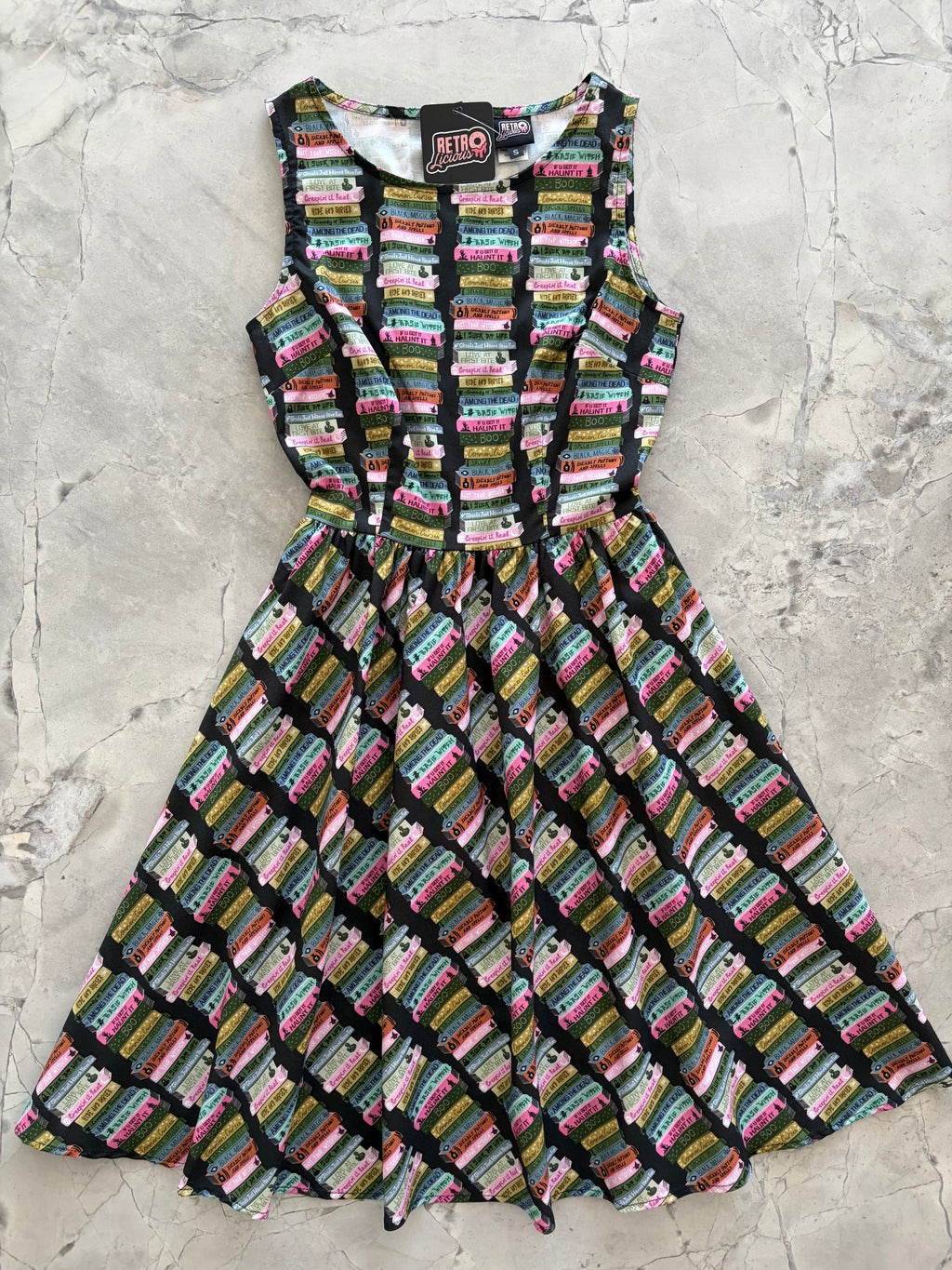 Retrolicious Haunted Book Stacks Vintage Dress