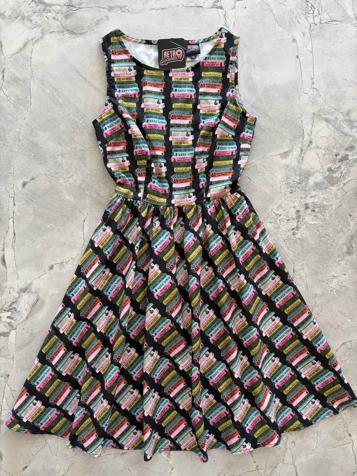Retrolicious Haunted Book Stacks Vintage Dress