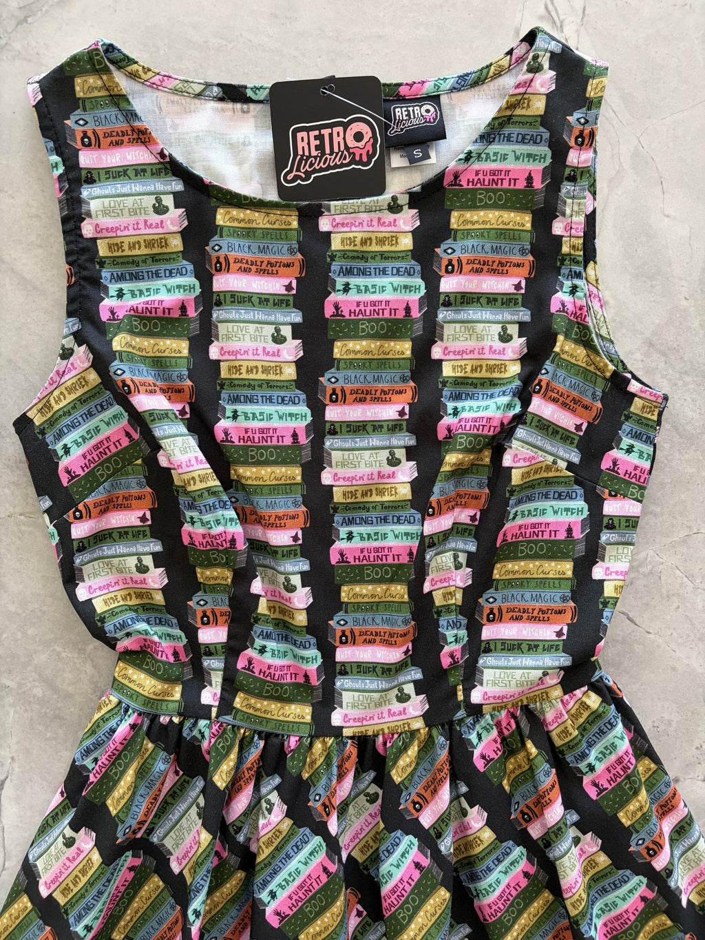 Retrolicious Haunted Book Stacks Vintage Dress