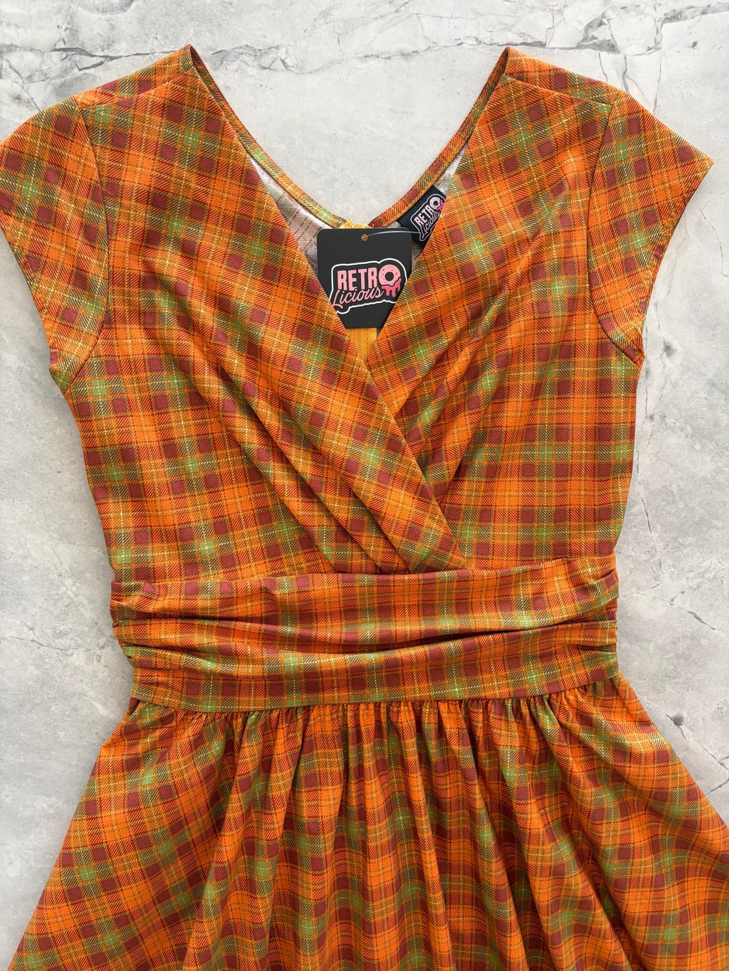 Retrolicious Orange Plaid Greta Dress