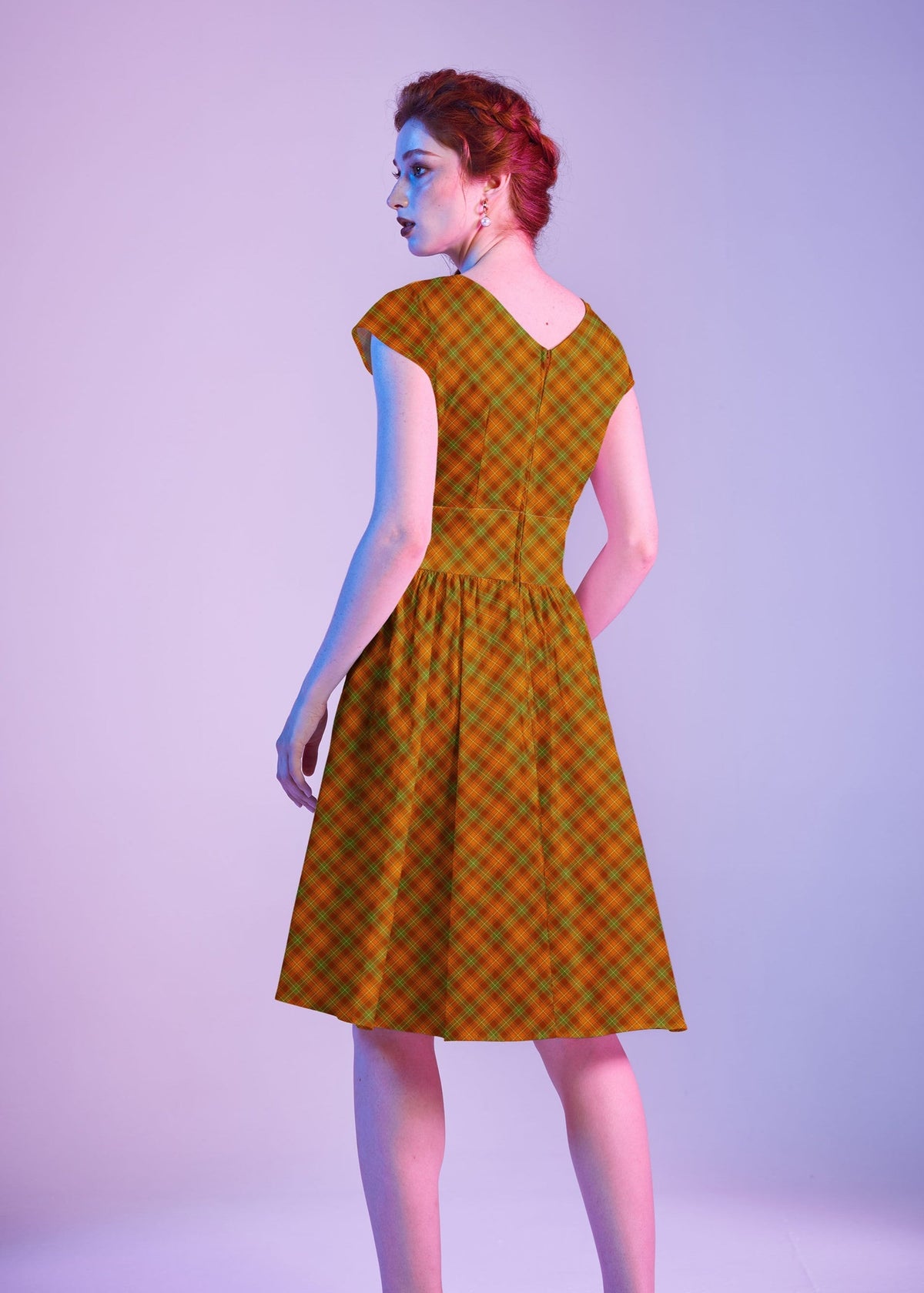 Retrolicious Orange Plaid Greta Dress