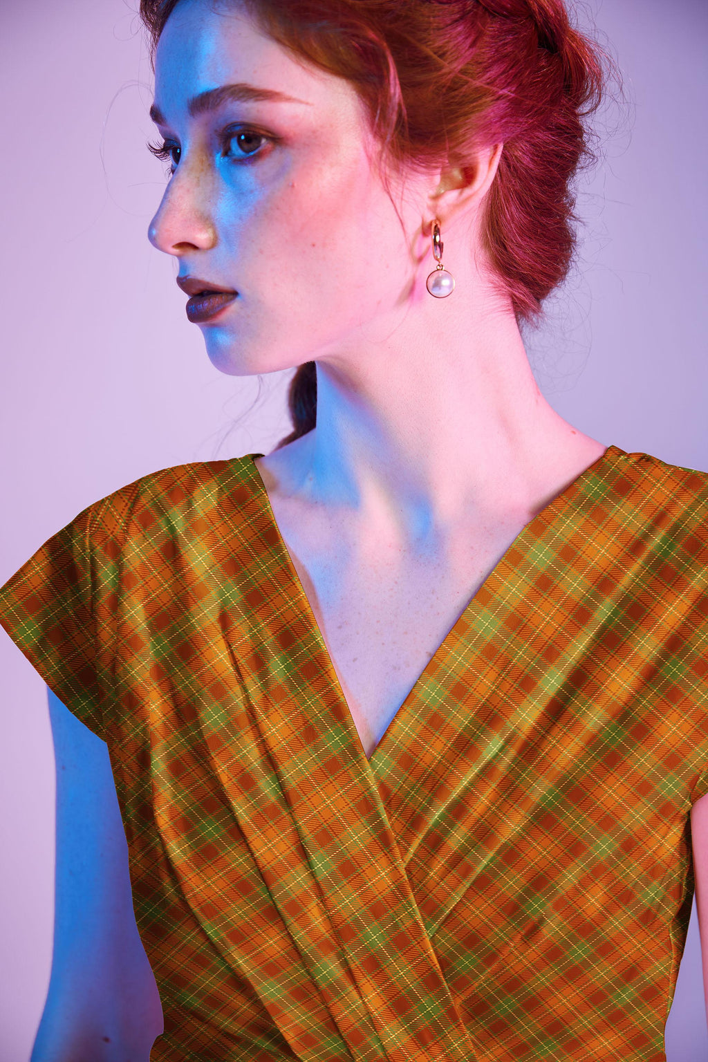 Retrolicious Orange Plaid Greta Dress