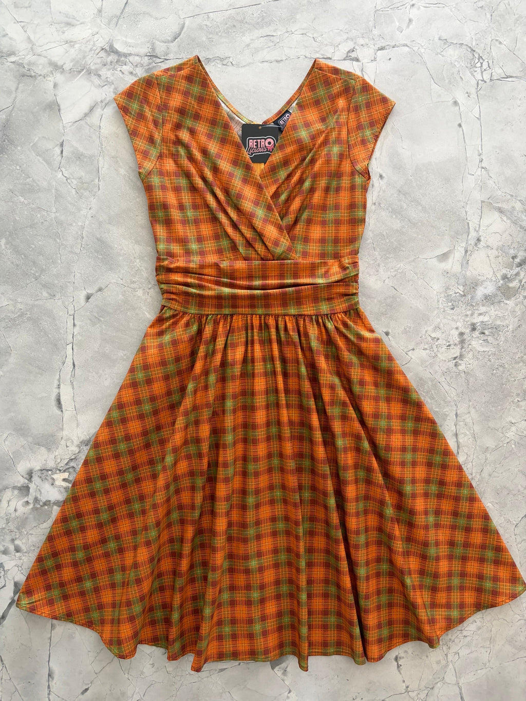 Retrolicious Orange Plaid Greta Dress