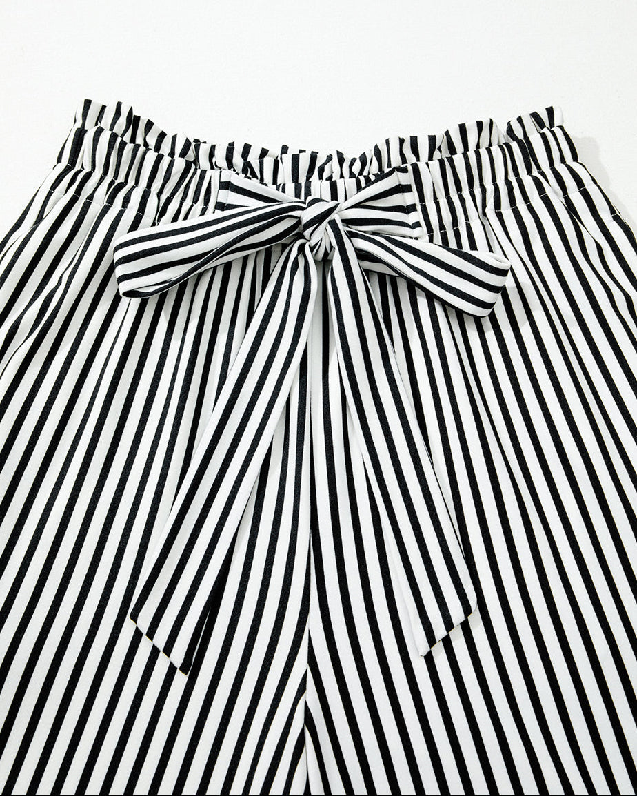 Willlow Stripe Tied High Waist Loose Straight Casual Pants